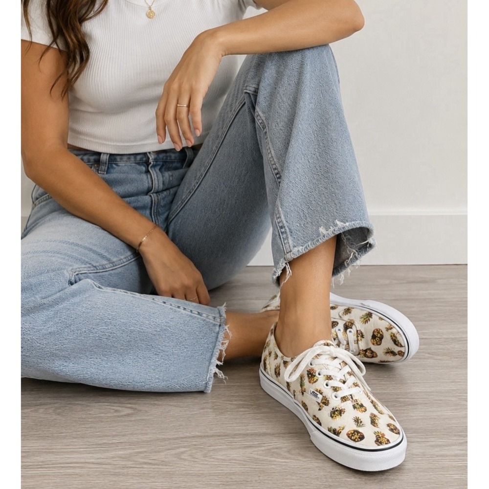 Vans Kids Pineapple Print Cream Sneakers